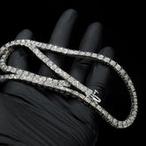 4.5MM Hip Hop Silver 2 CTW Round Diamond Tennis Chain 27.8g Men Necklace - 18